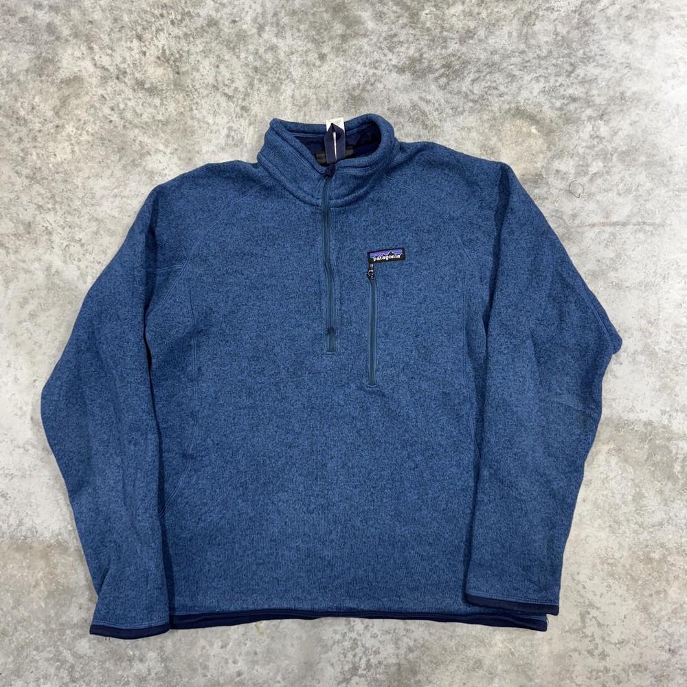 Patagonia Sweater Mens Medium Blue Better Sweater 1/4 Zip Fleece Pullover Top