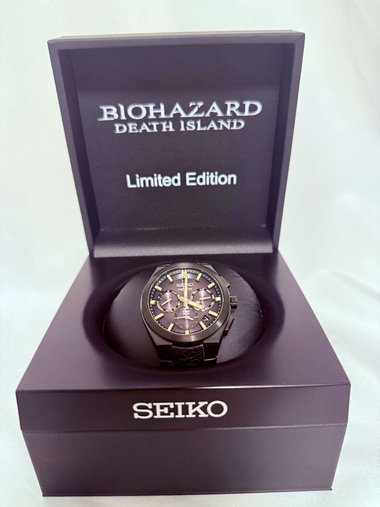 Seiko Astron SBXC131 GPS Black Titanium Leather Band Solar Watch
