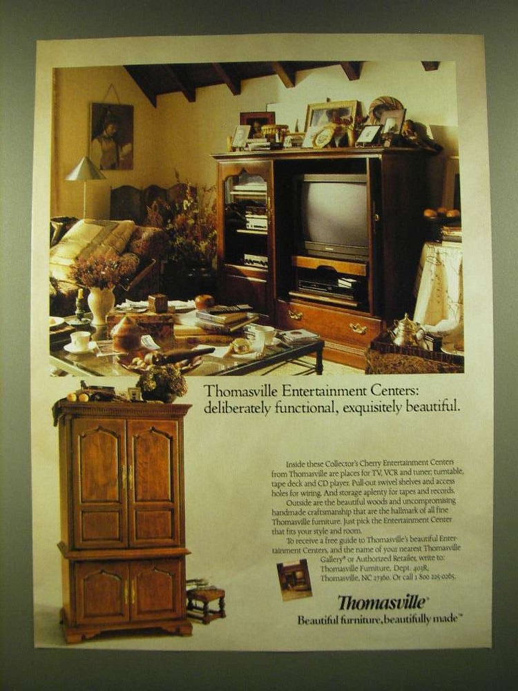 1990 Thomasville Collector's Cherry Entertainment Centers Ad