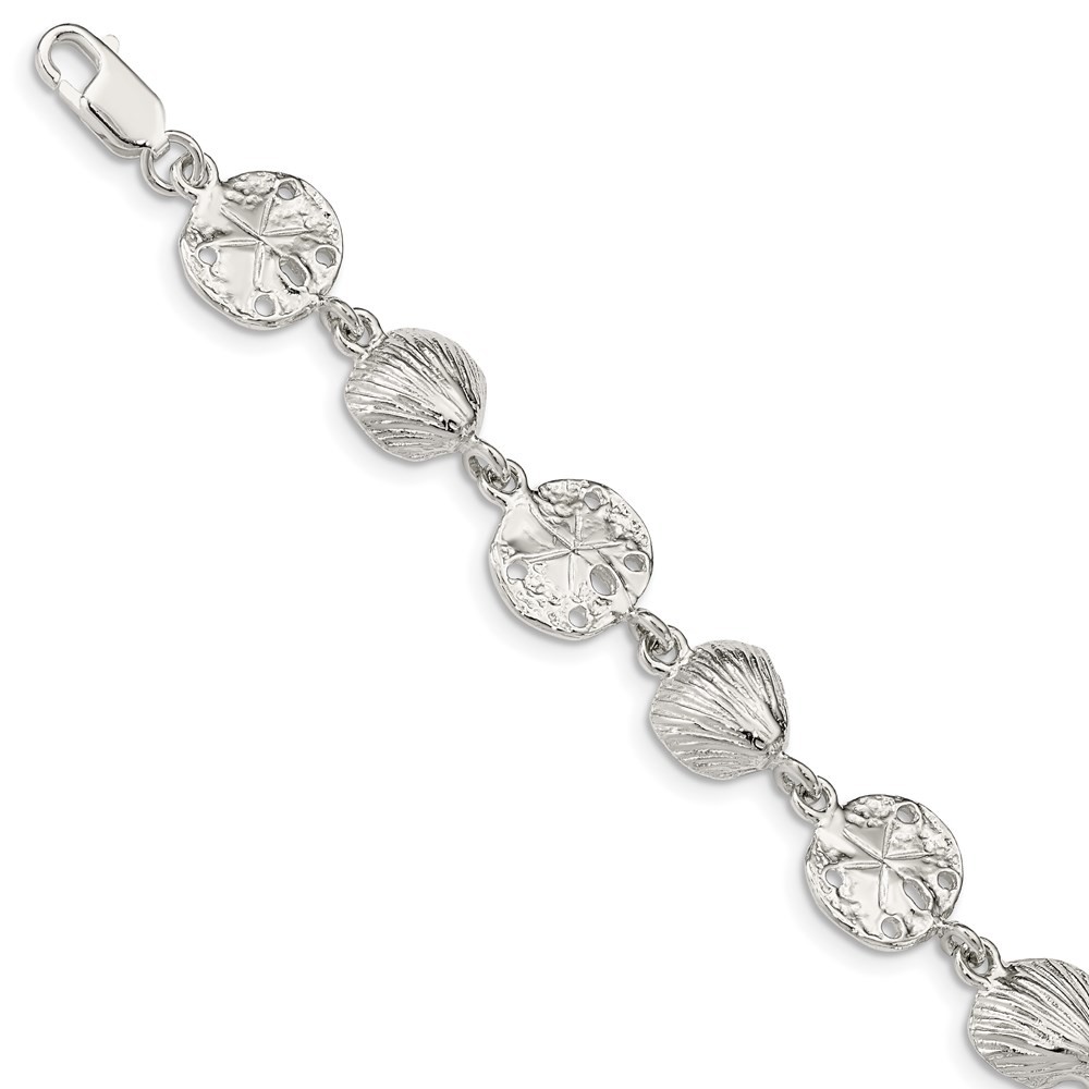 925 Sterling Silver Seashells and Sand Dollars Bracelet 7
