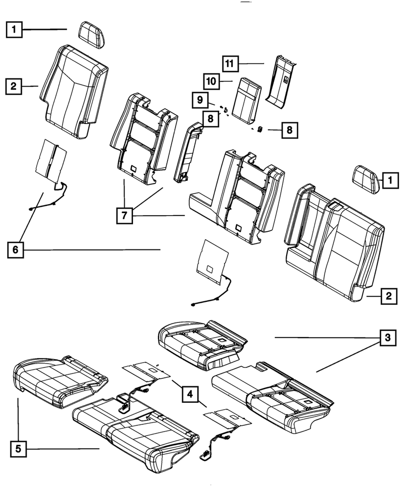 Genuine Mopar Rear Seat Cushion Cover Right 5RV84JRRAB