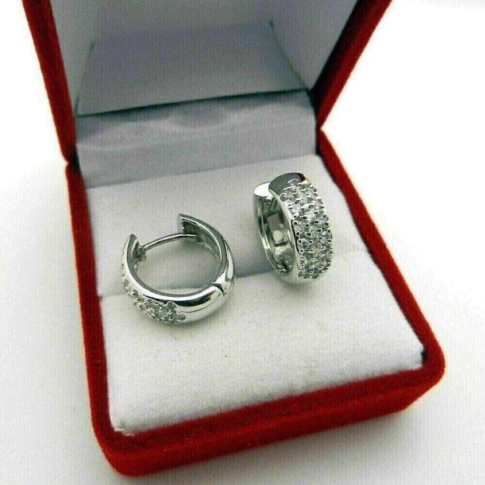 2Ct Round Simulated Diamond Women's Hoop Clip On Earring 14k White Gold Plated