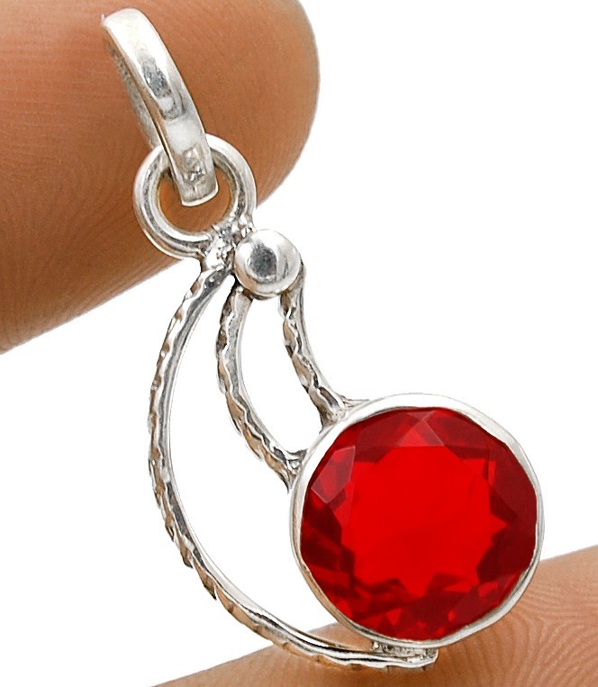 3CT Natural Fire Garnet 925 Solid Sterling Silver Pendant Jewelry @B11-5