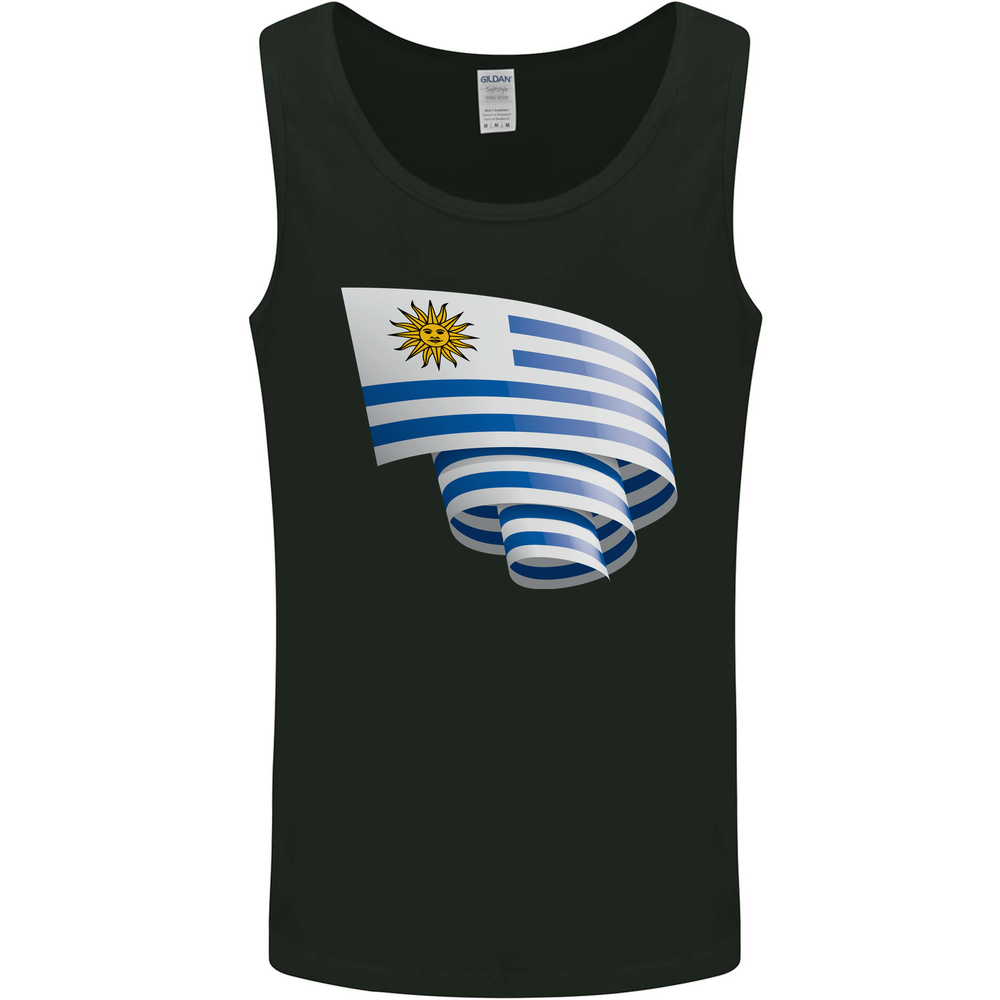 Curled Uruguay Flag Uruguayan Day Football Mens Vest Tank Top