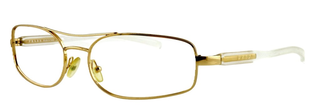 Prada SPR53E 5AK-7H1 55mm Gold Frost Clear Eyeglasses Sunglasses Frames Made in Italy  