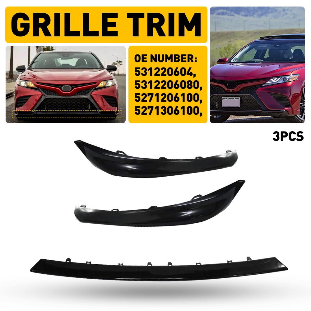 For 2018-2020 Toyota Camry SE XSE 3X Front Bumper Lower Grille Left+Middle+Right