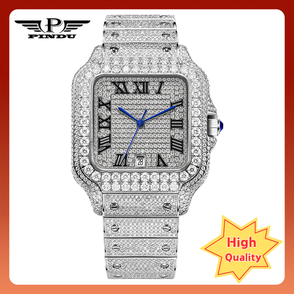 PINDU Men's Automatic Mechanical watch diamond calendar series 3ATM waterproof