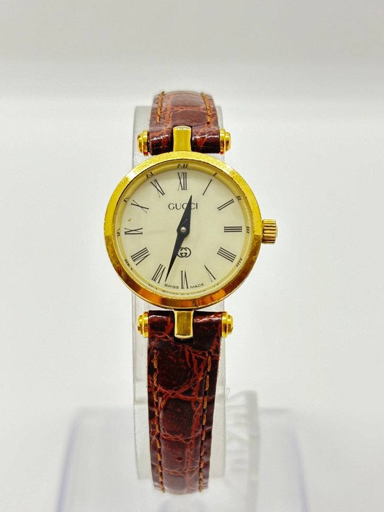 Gucci 2000L Sherry Line Roman Gold Womens Quartz Watch Used Exc+5 Condition Fast Shipping