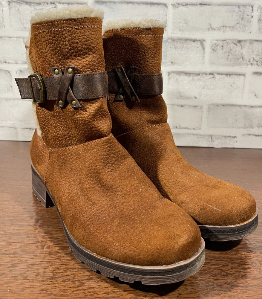 Sonoma Womens Vitalize Ortholite Portia Brown Faux Fur Side Zip Boot Size 8.5M