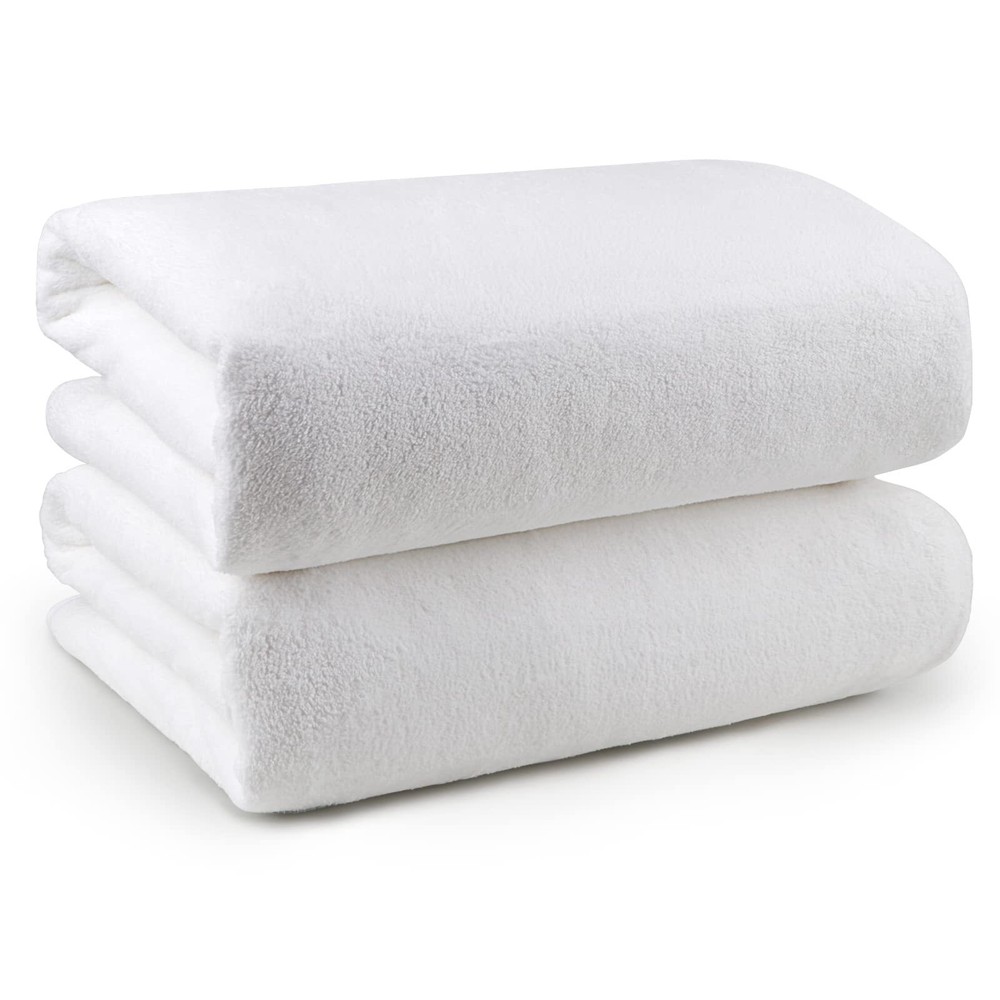 2 Pack Soft Absorbent Quick-Dry White Bath Towels 27 x 54 Inches