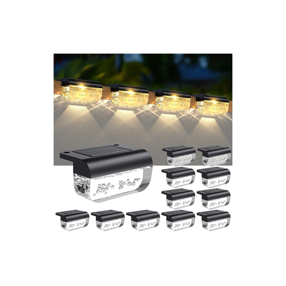 12 Pack Solar Deck Lights – Waterproof Outdoor Stair Lighting for Gardens & Pathways