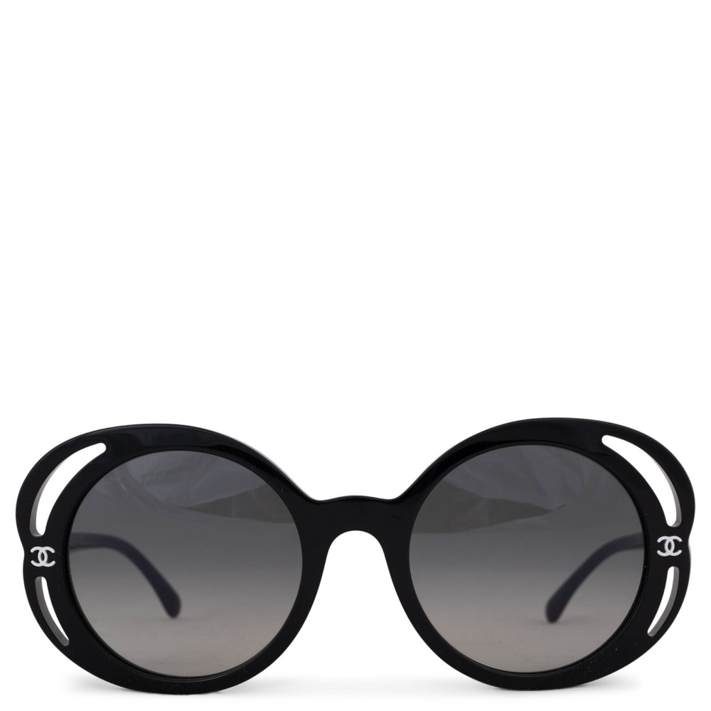 CHANEL 23K Black Bold Camellia Sunglasses 71572 71718 Authentic