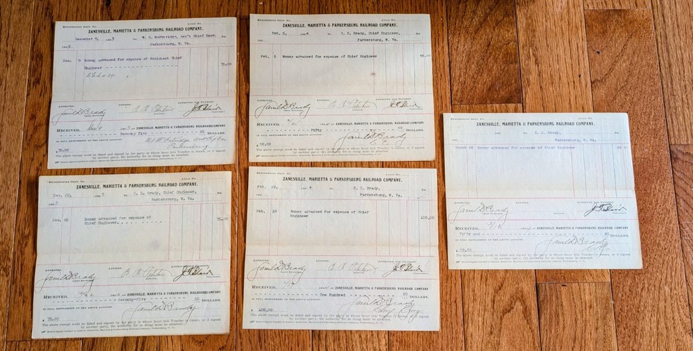 5 Zanesville, Marietta & Parkersburg Railroad Voucher Sheets 1903-04-image