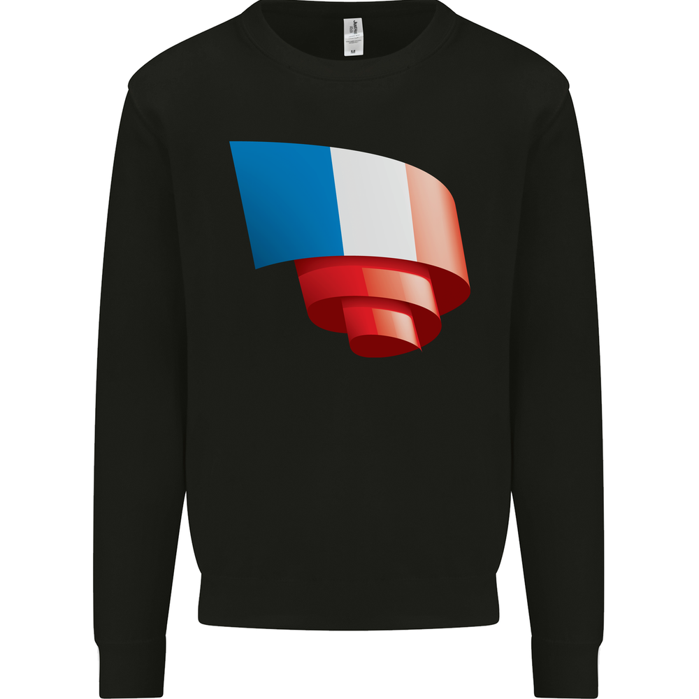 Curled France Flag French Football Day Mens Sweatshirt Jumper  