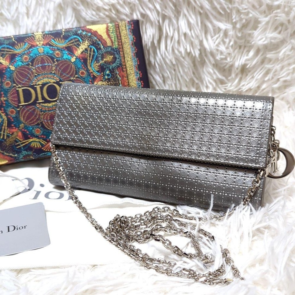 Dior Microcanage Chain Wallet in Cannage Leather