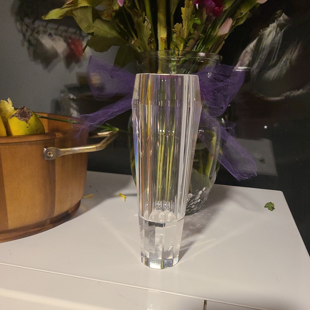 Lenox Crystal Fluted Bud Vase 7 Inches with Weighted Bottom Elegant Design