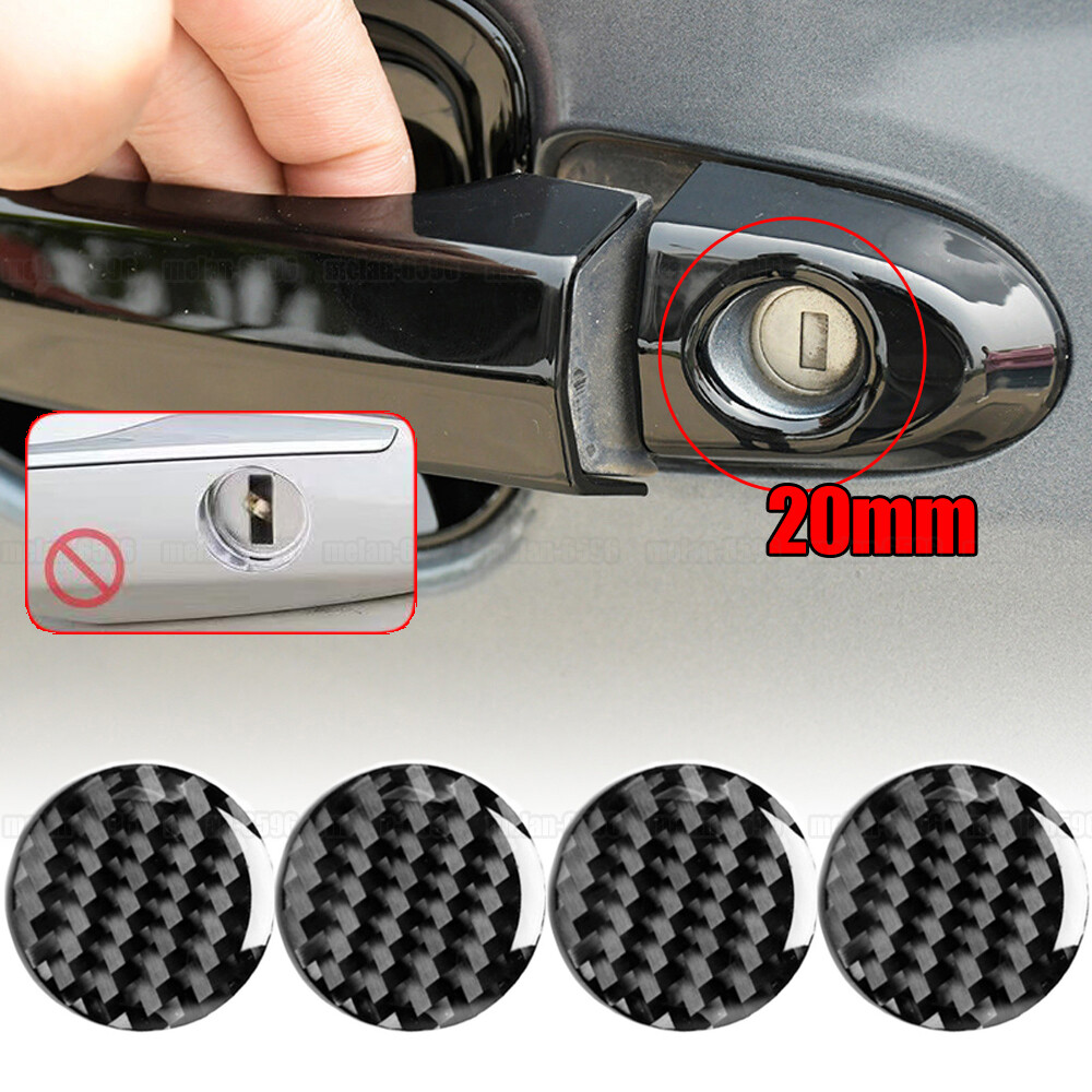 4pcs Carbon Fiber Car Door Lock Keyhole Protector Cover Cap Trim Accessories
