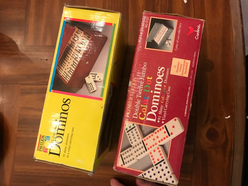 2 BOXES OF DOMINOES CARDINAL AND PAVILLIAN DOUBLE TWELVES-image