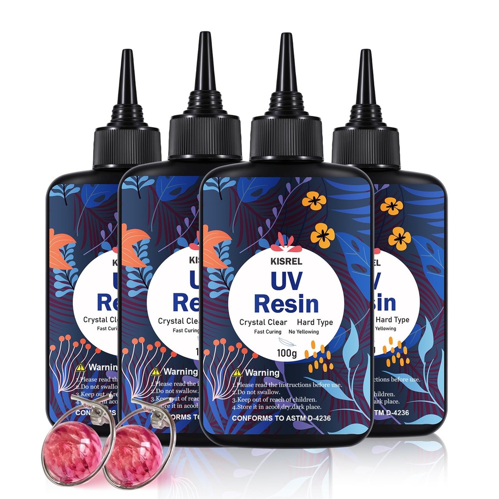 Resina UV 400 g - Kit de resina UV mejorado, tipo duro cristalino ultravioleta UV...