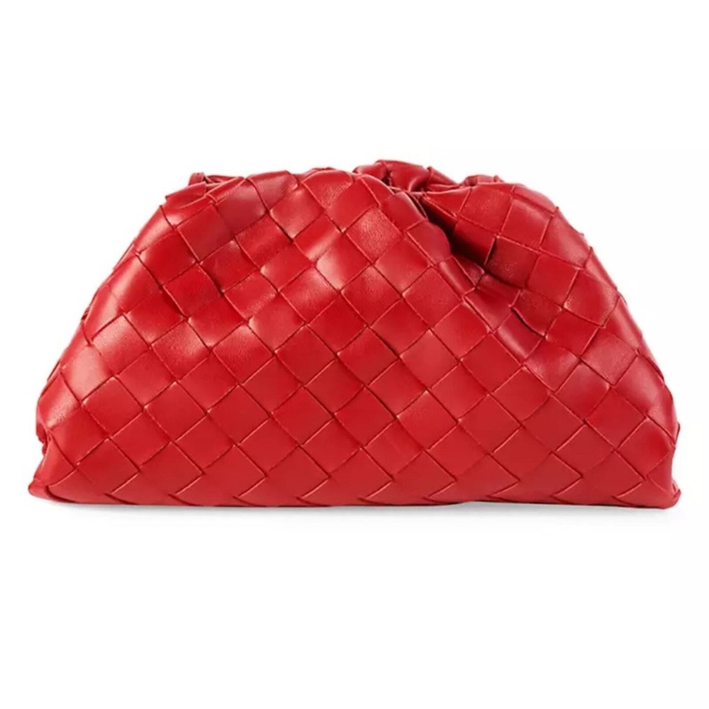 Bottega Veneta The Leather Pouch Clutch Bright Red Women’s