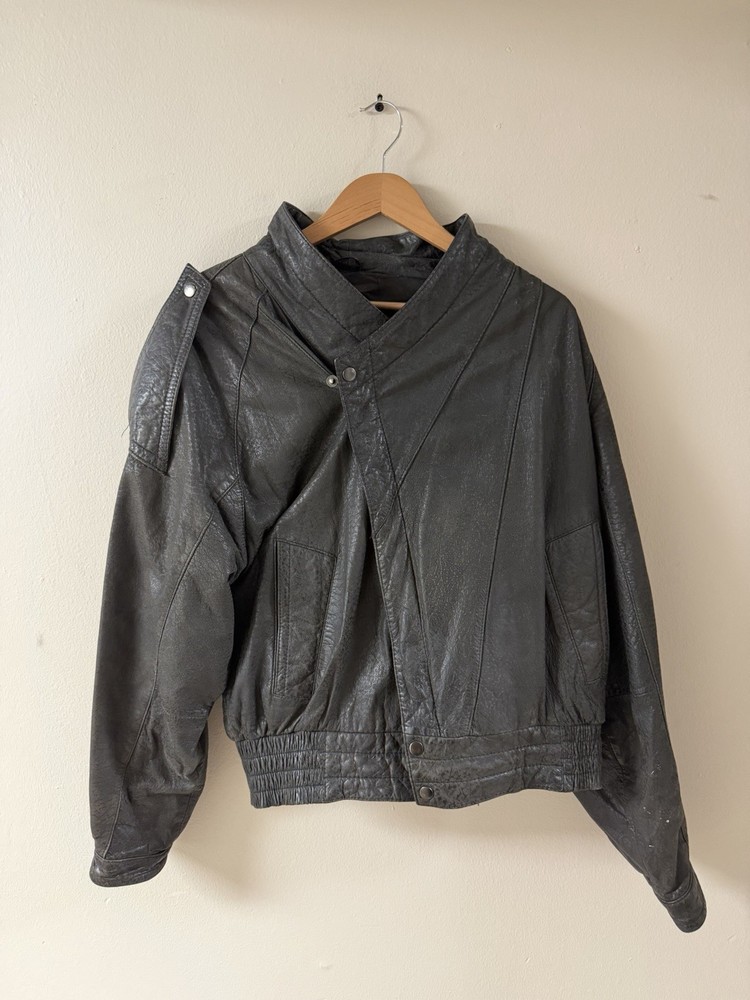 1990’s Vintage Wilson’s Genuine Leather Biker Jacket Men's L Made In Korea