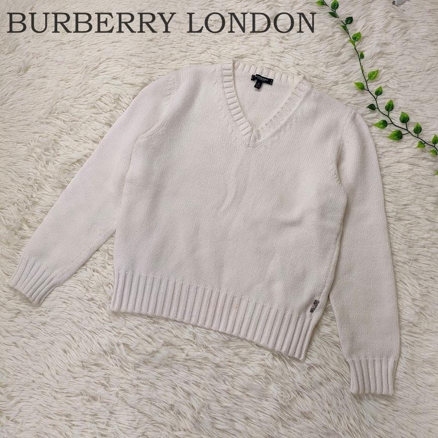 Burberry London V Neck Knit Sweater M White Nova Check New