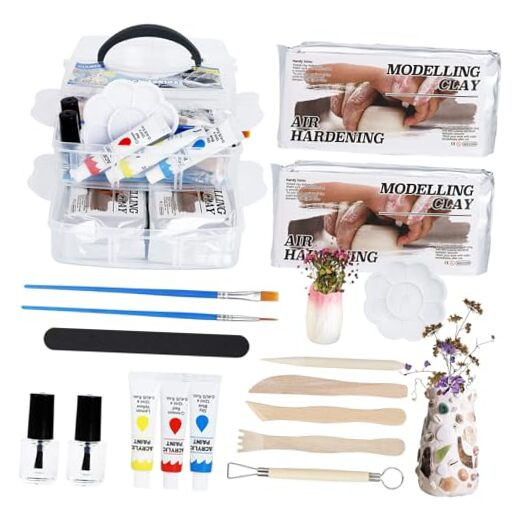 Air Dry Clay Kit for Adults Home Pottery Kit for Beginners DIY Crafts Kit Set