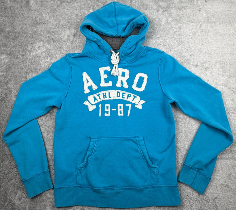 Aeropostale 1987 Women’s Hoodie Small Aqua Blue Bella Swan Pullover Y2K