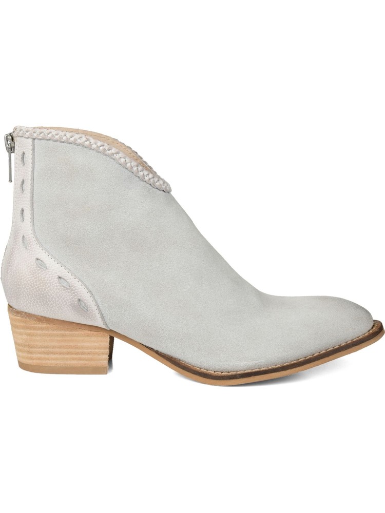 JOURNEE SIGNATURE Womens Gray Mixed-Media Gracie Leather Booties 10 M