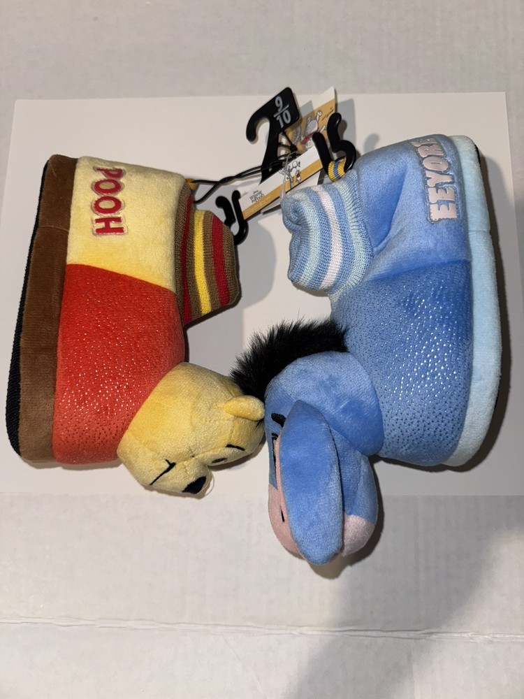 Winnie The Pooh Slipper Toddler Kids 10/12 Eeyore And Pooh NWT Thick Cushioned