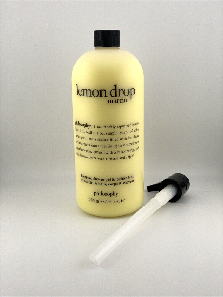Philosophy Lemon Drop Martini Shampoo Shower Gel Bubble Bath 32 oz Sealed + Pump