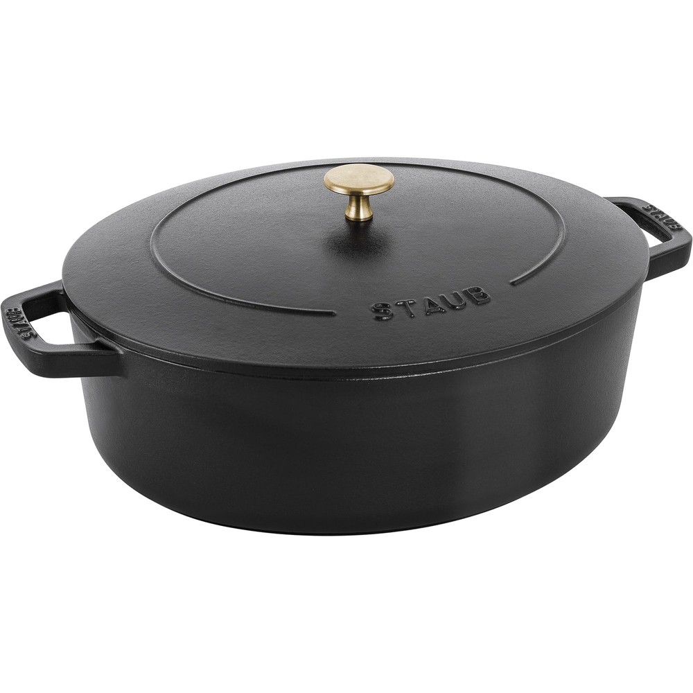 Staub 6.25-Qt Black Shallow Oval Cast Iron Dutch Oven