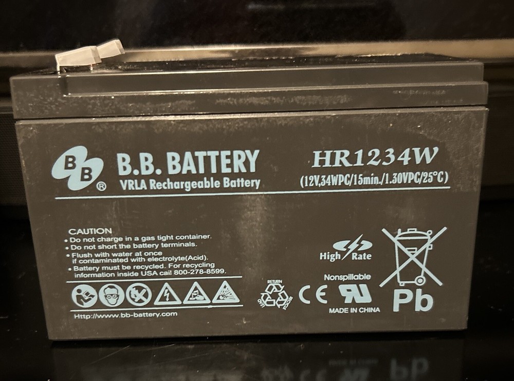 BB BATTERY  HR1234W Rechargeable VRLA  Battery Tested.