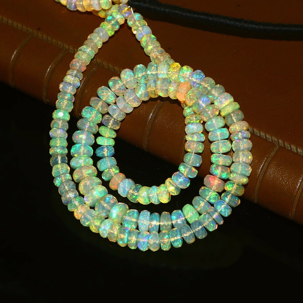 Genuine Ethiopian opal  Beads Opal Heart Necklace Jewelry Necklace Gift 544