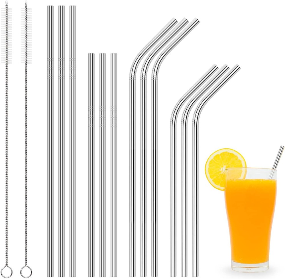 Metal Straws Reusable Dishwasher Safe Stainless Steel One Size, Silver