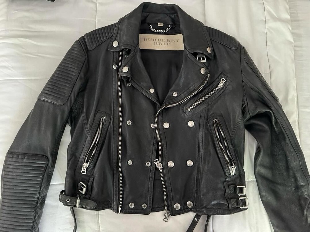 Burberry Brit Iconic Losely Leather Jacket Authentic M Biker