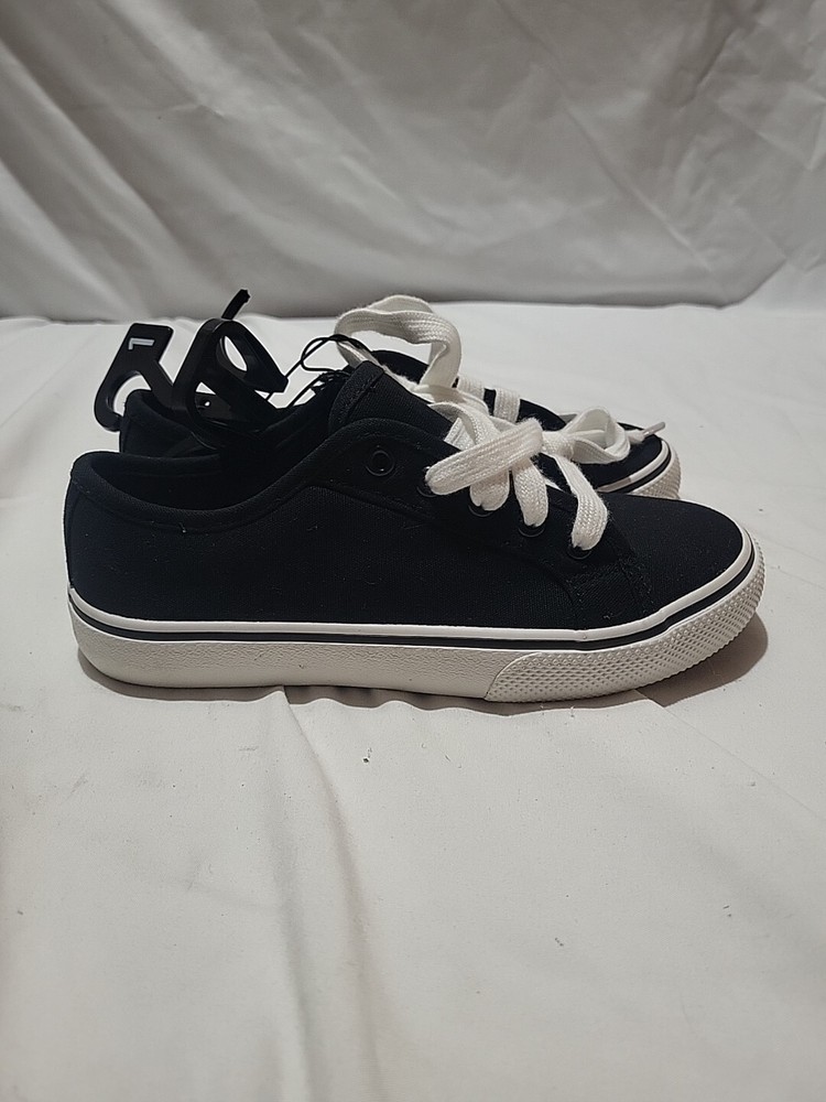 Wonder Nation Youth Black Canvas Skate Shoes Size 1 New