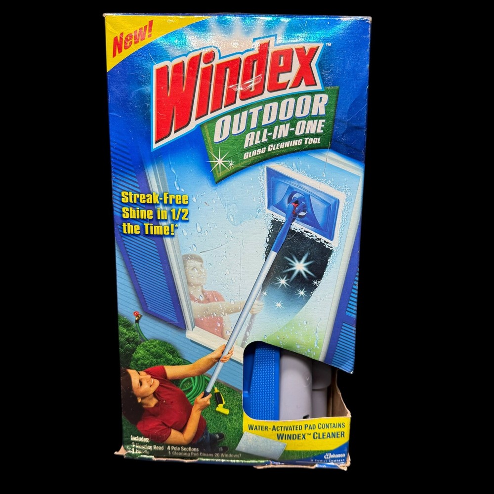 Windex Outdoor All In One Glass Cleaning Tool Starter Kit COMPLETE OPEN BAD BOX