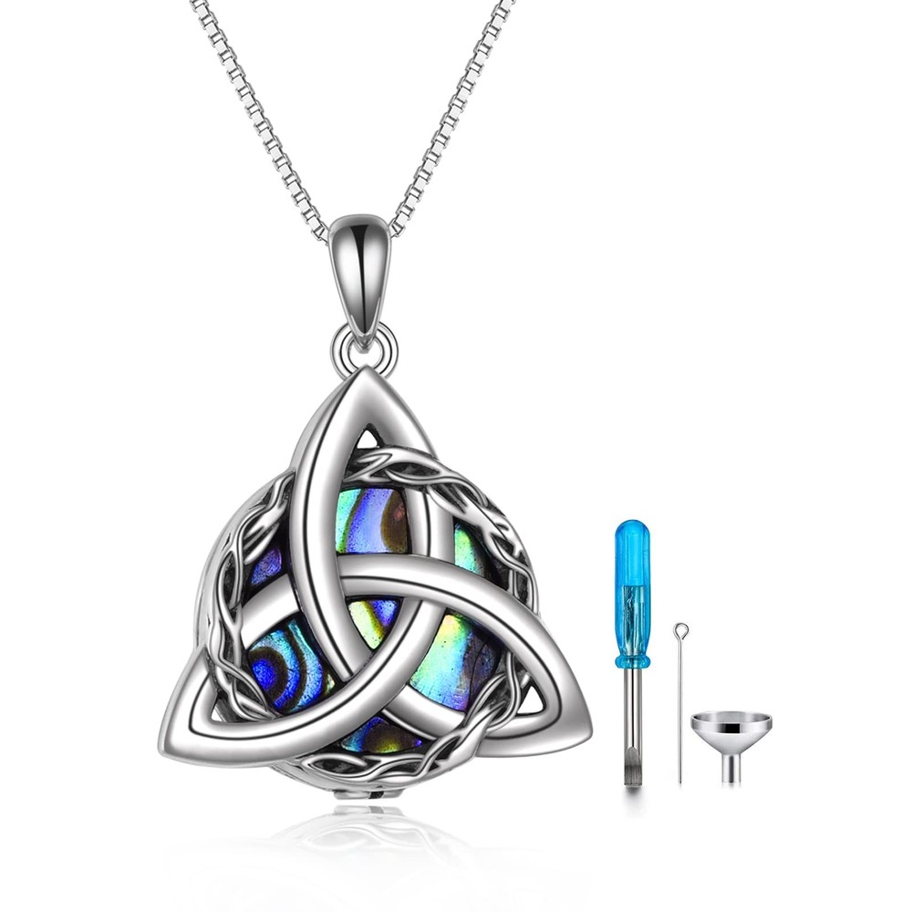 Sterling Silver Celtic Ashes Necklace for Mothers Day Gifts-image