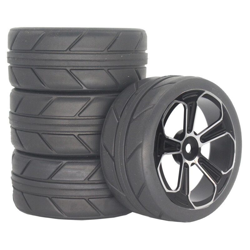 1/10 Onroad RC Car Alloy Wheels with Rubber Tires for Tamiya TT01 TT02 HPI RS4