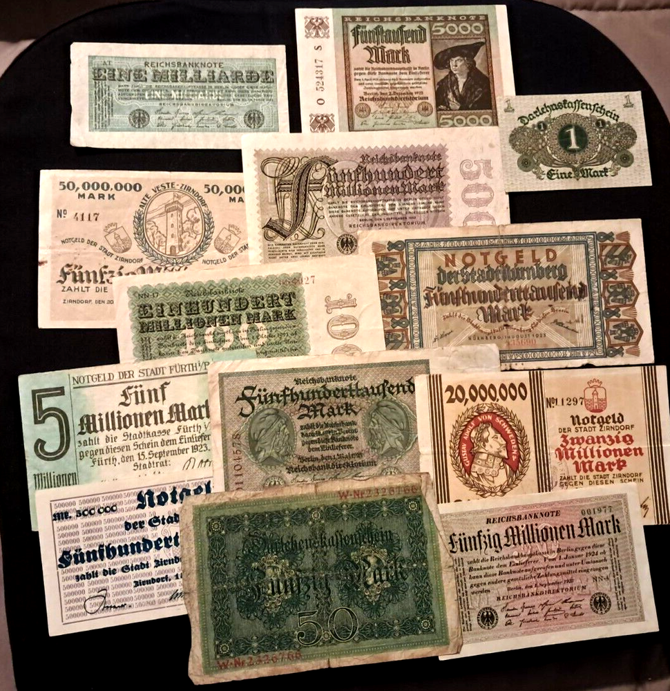 ~ Estate LOT OF OLD GERMAN Banknotes, FAIR - 13 different pieces