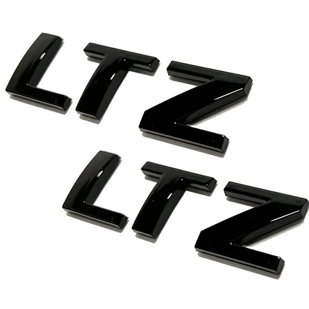 2x For Silverado Tahoe Suburban LTZ Emblem Badge 3D Black Quarter Rear Letters