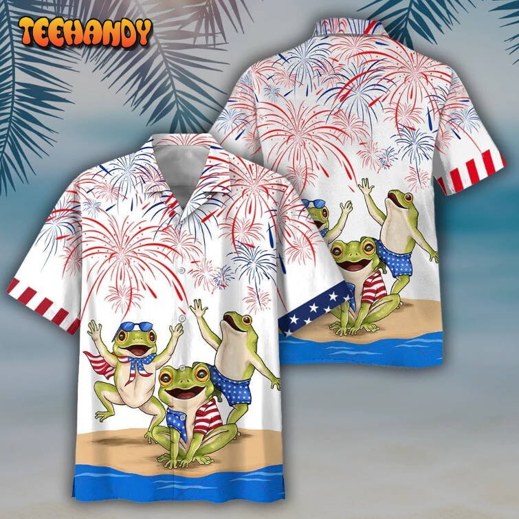 Frogs 3D Hawaiian Aloha Shirt for Independence Day Beach Style