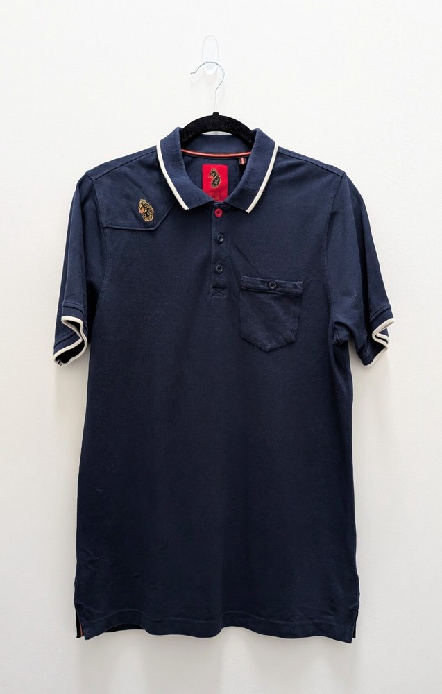 Luke 1977 Mens Navy Slim Fit Polo Shirt Small Logo Medium