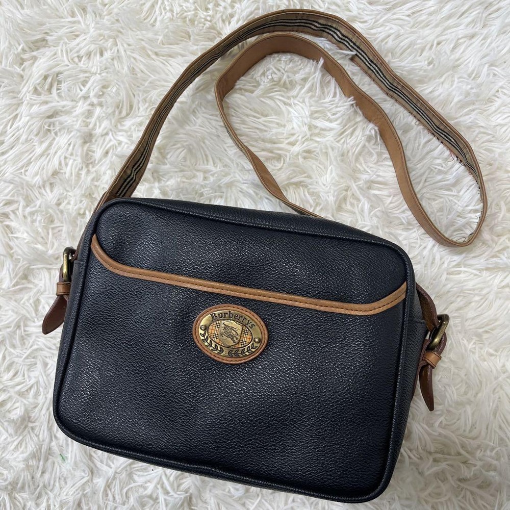 Burberry Shoulder Bag Nova Check PVC Navy Authentic F1205380