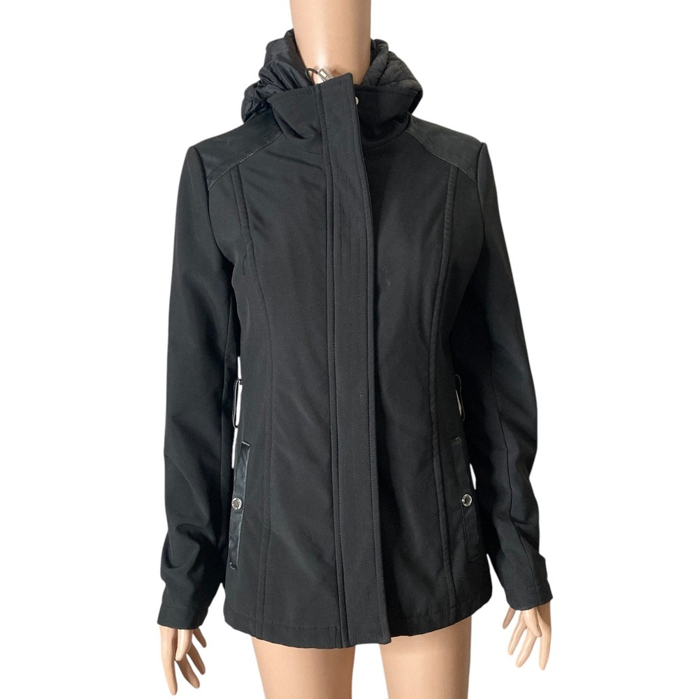 Kenneth Cole Reaction Jacket Womens Small Black Full Zip Snap Button-image