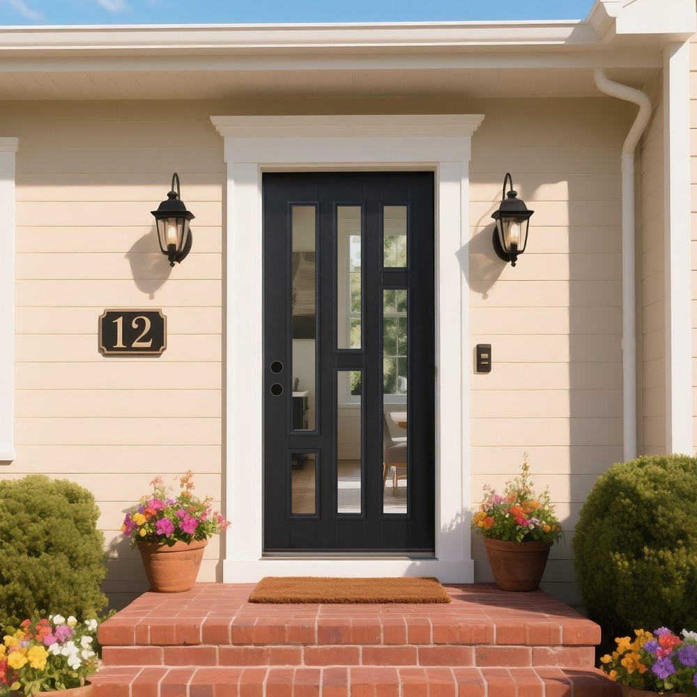 36x80 Clear Fiberglass Entry Door RH Inswing Vinyl Frame 4-9/16 Jamb