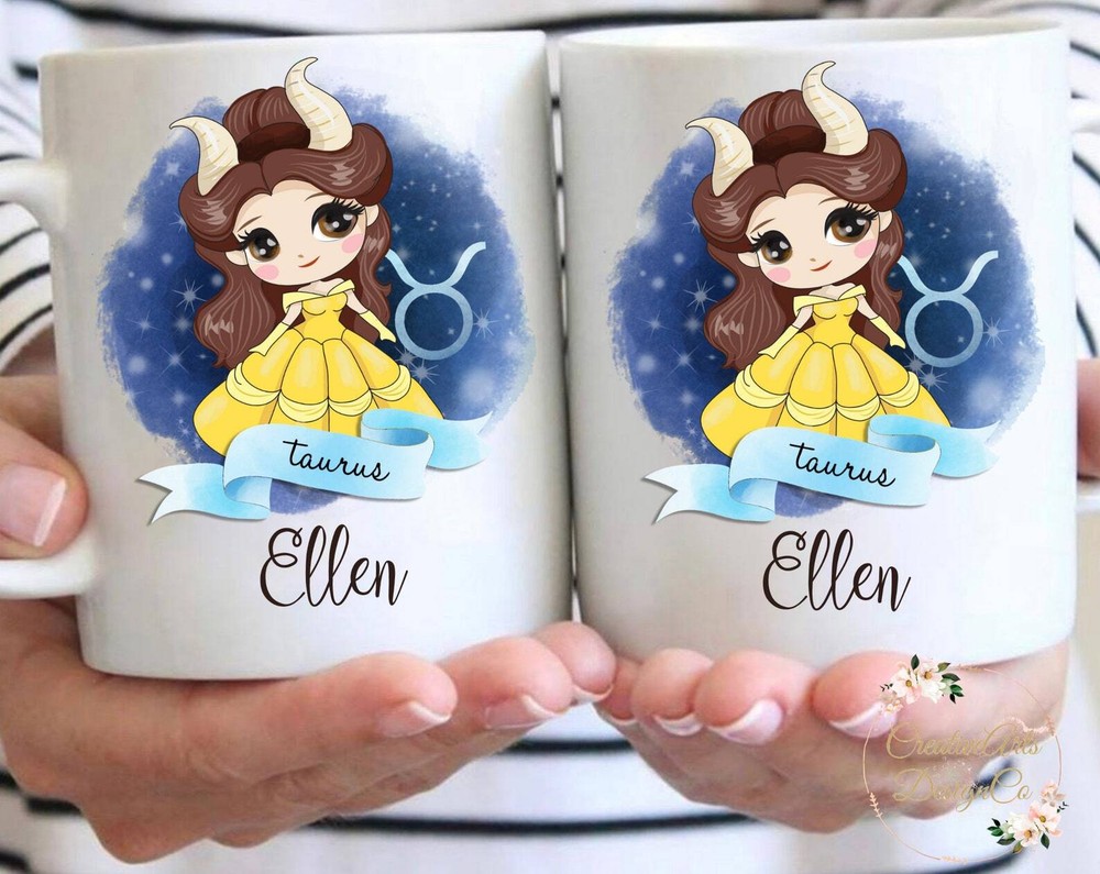 Taza Personalizada Princesa Zodiaco Mes Nacimiento Personalizada Niños Cerámica Taza