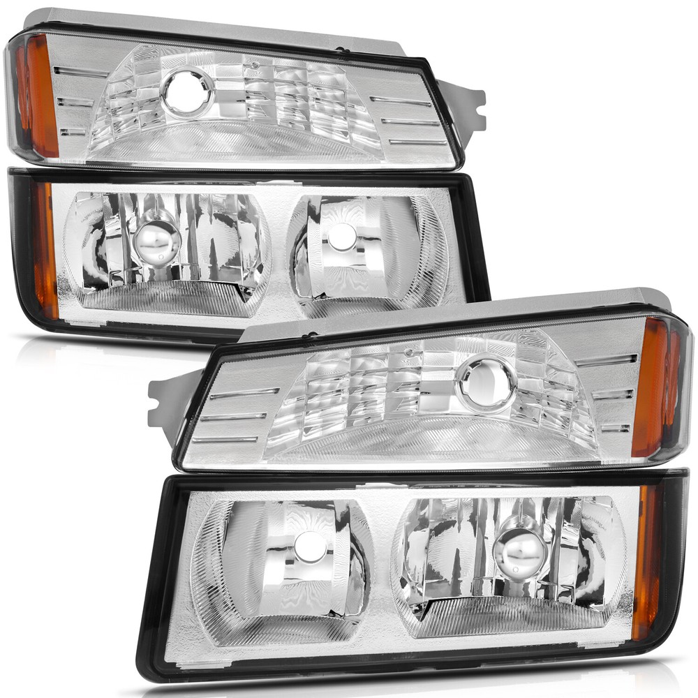 For 2002-2006 Chevy Avalanche Chrome Housing Headlights Assembly Headlamps Pair