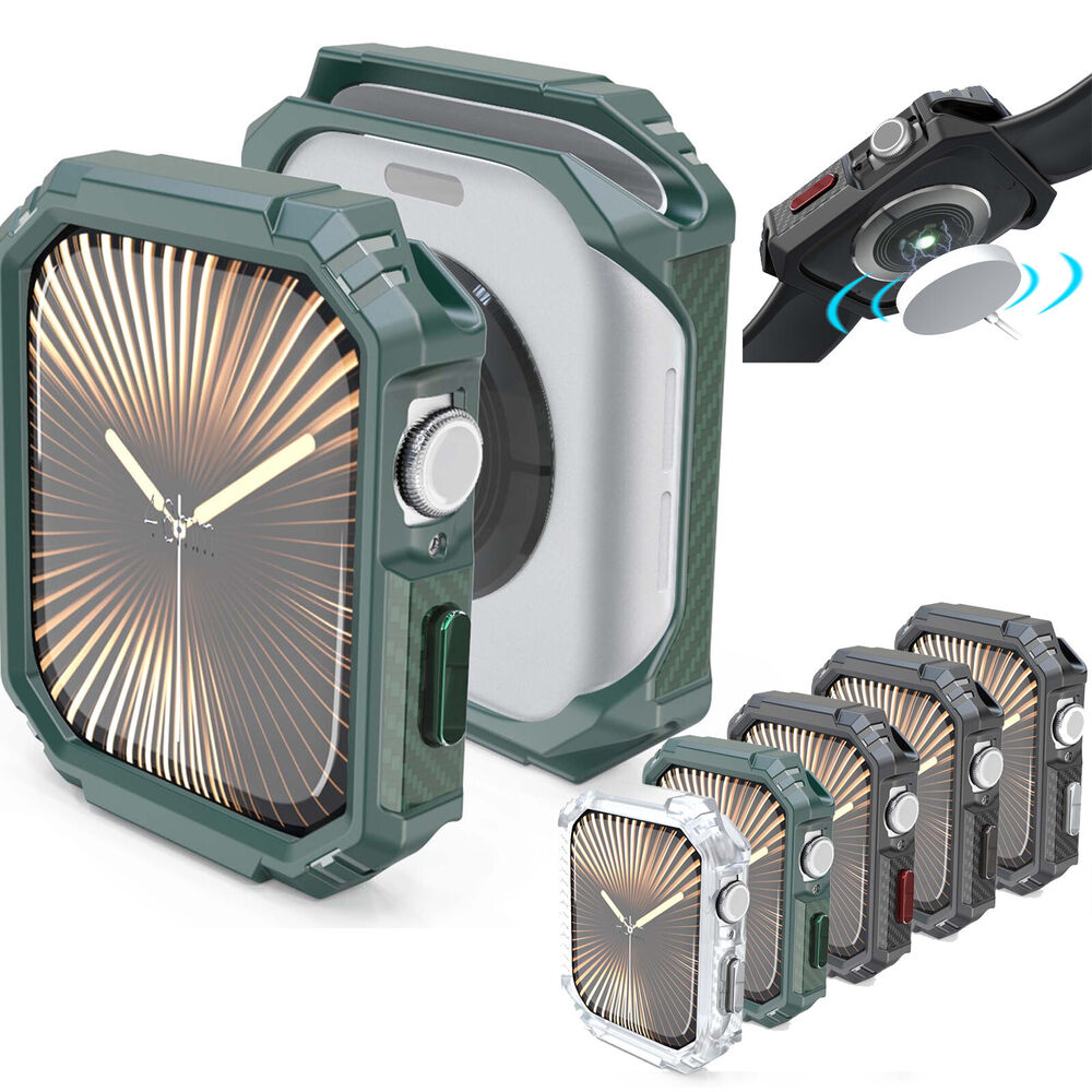 Fiber Pattern Rugged Case For Apple Watch Series 10 42mm 46mm Shockproof Bumper